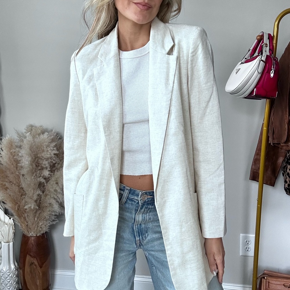 NWT French Mauve linen blend boyfriend blazer